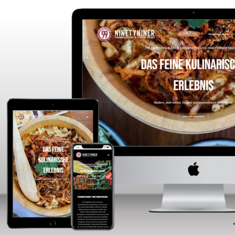 WordPress Design Strandrestaurant Ninetyniner Bregenz Responsive Mockup